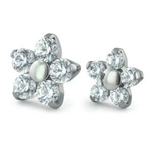 Titanová bezzávitová koncovka Neometal Flower gem CZ Délka / Průměr: 4,7 mm