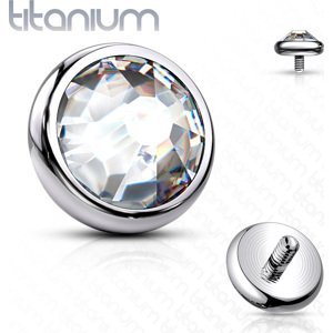 Titanová koncovka pro mikrodermal piercing a šperky s vnitřním závitem Barva: Čirá, Velikost: 1,2 mm, Velikost koncovky: 3 mm
