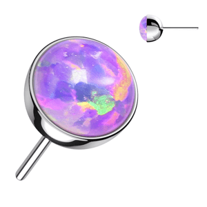 Titanová koncovka s opálovým kamínkem - bezzávitová Barva: Opálová fialová, Velikost koncovky: 3 mm