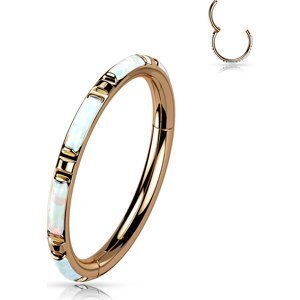 Titanový kroužek s otevíráním Olivia Barva: Rose Gold/Opal White, Délka/Průměr: 8 mm, tloušťka: 1,2 mm