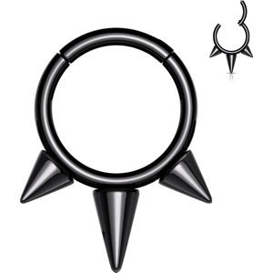 Titanový kroužek s otevíráním Spikes Barva: Černá, Délka / Průměr: 8 mm