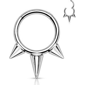 Titanový kroužek s otevíráním Spikes Barva: Stříbrná, Délka / Průměr: 10 mm