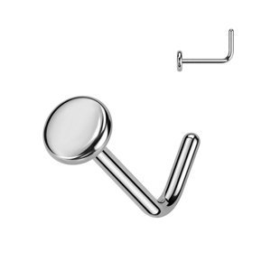 Titanový piercing do nosu do L disk Tinix Barva: Stříbrná, Velikost: 0,8 mm, Délka / Průměr: 6 mm