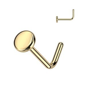 Titanový piercing do nosu do L disk Tinix Barva: Zlatá, Velikost: 0,8 mm, Délka / Průměr: 6 mm