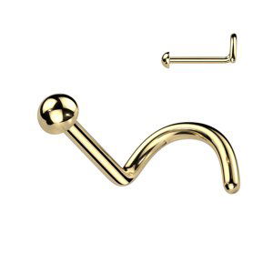 Titanový piercing do nosu spirála polokulička Maxx Barva: Zlatá, Velikost: 1 mm, Délka / Průměr: 6 mm