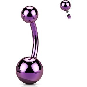 Titanový piercing do pupíku s vnitřním šroubováním  Rhys Barva: Purple, Velikost: 10 mm, Délka/Průměr: 1,6 mm