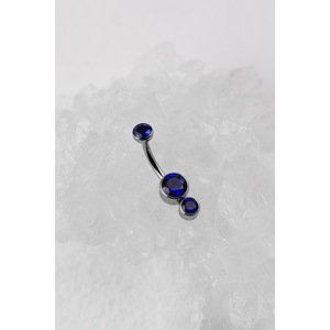 Titanový piercing do pupíku s vnitřním závitem a zirkonem Gemini Sapphire Blue