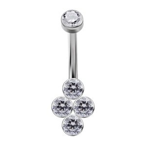 Titanový piercing do pupíku s vnitřním závitem s čirými Swarovski ® zirkony č.2