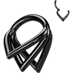 Trojitý titanový kroužek s otevíráním Chevron Barva: Černá, Délka / Průměr: 10 mm