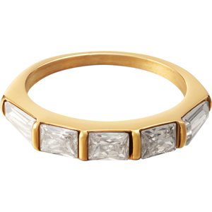 Zlacený ocelový prsten Zirconia Square Velikost: 57