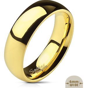 Zlatý ocelový prsten s lesklým povrchem Velikost: 52, Šíře: 6 mm