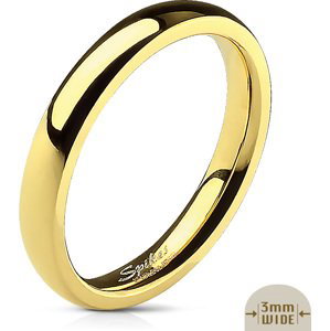 Zlatý ocelový prsten s lesklým povrchem Velikost: 53, Šíře: 3 mm