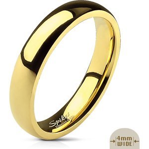 Zlatý ocelový prsten s lesklým povrchem Velikost: 62, Šíře: 4 mm