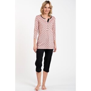 Dámské pyžamo Italian Fashion Marit - třičtvrteční bavlněné Světle růžová L
