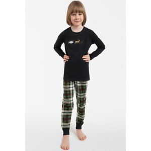 Chlapecké pyžamo Italian Fashion Seward - dlouhé bavlněné Tmavě šedá-zelená 14 let