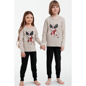 Dětské pyžamo Italian Fashion Zermat - dlouhé bavlněné Béžovo-černá 2 roky