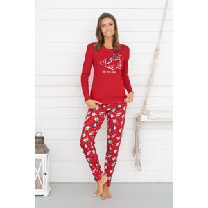 Dámské pyžamo Italian Fashion Kasjana - dlouhé bavlněné Červená M