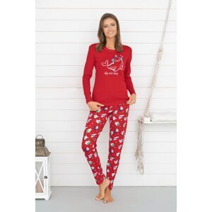 Dámské pyžamo Italian Fashion Kasjana - dlouhé bavlněné Červená XL