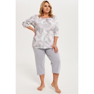Dámské pyžamo Italian Fashion Bartonie Maxi - třičtvrteční Světle šedá 3XL