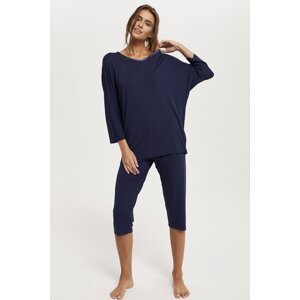 Dámské pyžamo Italian Fashion Song - třičtvrteční Tmavě modrá 2XL