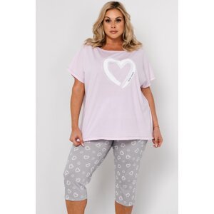 Dámské pyžamo Italian Fashion Noelie - srdce Růžovo-šedá L