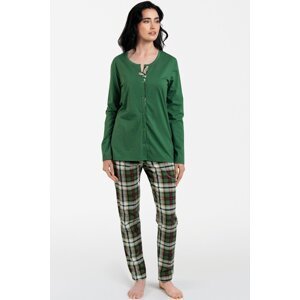Dámské pyžamo Italian Fashion Asama - dlouhé propínací Zelená 2XL