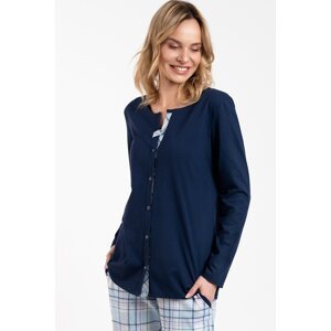 Mateřské pyžamo Italian Fashion Emilly - dlouhé bavlněné Tmavě modrá L