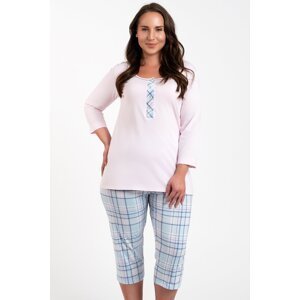 Dámské pyžamo Italian Fashion Allison - třičtvrteční bavlněné Růžovo-modrá M