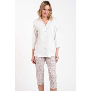 Dámské pyžamo Italian Fashion Juliana - propínací bavlněné Ecru XL