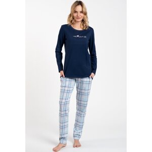 Dámské pyžamo Italian Fashion Glamour - dlouhé bavlněné Tmavěmodrá-modrá S