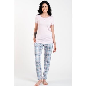 Dámské pyžamo Italian Fashion Glamour - bavlna Světle růžová-modrá L