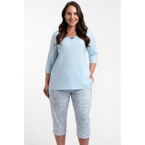 Dámské pyžamo Italian Fashion Salli - třičtvrteční bavlněné Světle modrá L