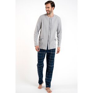 Pánské pyžamo Italian Fashion Jakub - bavlna Šedo-tmavěmodrá 3XL