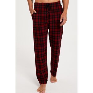 Pyžamové kalhoty Italian Fashion Zeman - dlouhé bavlněné Černo-červená 2XL