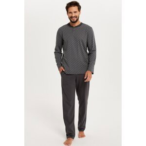 Pánské pyžamo Italian Fashion Balmer - dlouhé Tmavě šedá 2XL