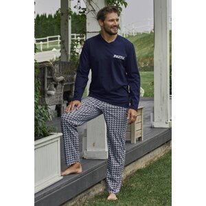 Pánské pyžamo Italian Fashion Jaromír - dlouhé Tmavě modrá 3XL