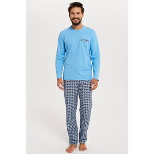 Pánské pyžamo Italian Fashion Jaromír - dlouhé Světle modrá 2XL