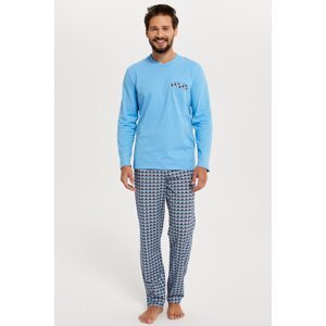 Pánské pyžamo Italian Fashion Jaromír - dlouhé Světle modrá 3XL