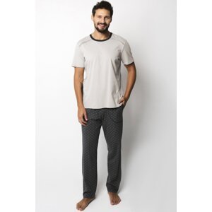 Pánské pyžamo Italian Fashion Abel Béžovo-šedá XL