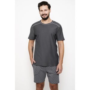 Pánské pyžamo Italian Fashion Abel - krátké Tmavě šedá XL