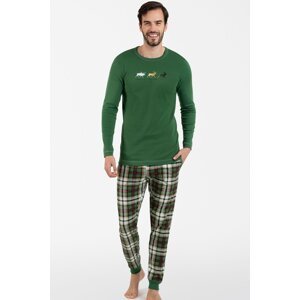 Pánské pyžamo Italian Fashion Seward - dlouhé bavlněné Zelená M