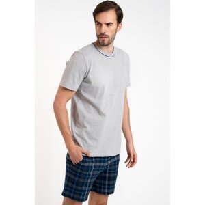 Pánské pyžamo Italian Fashion Ruben - krátké z bavlny Šedá 2XL