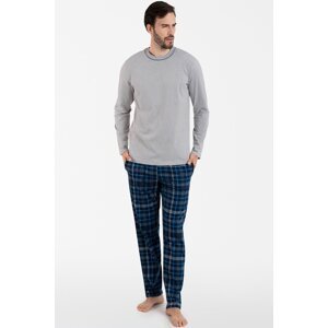 Pánské pyžamo Italian Fashion Ruben - dlouhé bavlněné Šedá 2XL