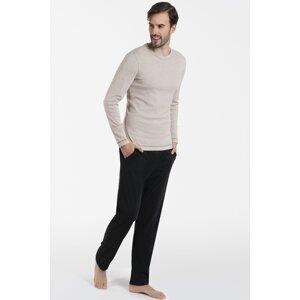 Pánské pyžamo Italian Fashion Zermat - bavlna Béžovo-černá 2XL