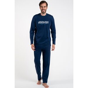 Pánské pyžamo Italian Fashion Explore - dlouhé bavlněné Tmavě modrá L