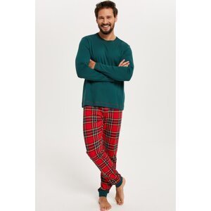 Pánské pyžamo Italian Fashion Narwik - dlouhé bavlněné Tmavě zelená M