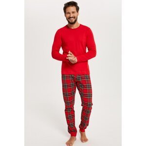 Pánské pyžamo Italian Fashion Narwik - dlouhé bavlněné Červená M