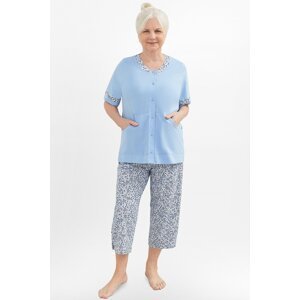 Dámské pyžamo Martel Nikola - propínací bavlněné Světle modrá XL