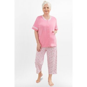 Dámské pyžamo Martel Nikola - propínací bavlněné Světle růžová 2XL