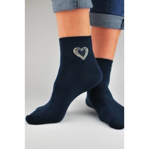 Dámské ponožky Noviti SB027 s lurexovým srdcem Tmavě modrá 39-42